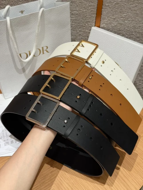 Dior Double-Pin Square Buckle Smooth Calfskin Belt 50mm