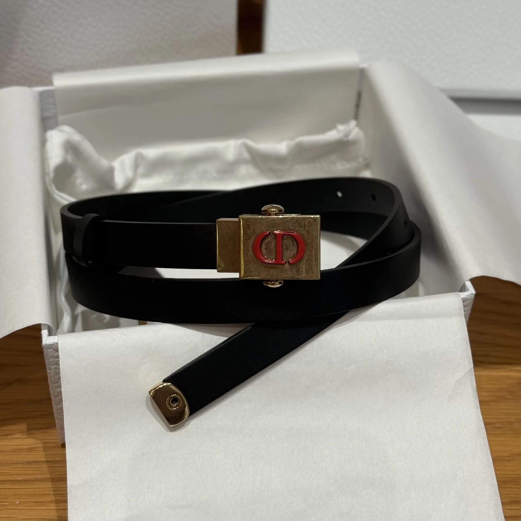 BTDIOR0019-01 Dior Women's 30 Montaigne Treasure Leather Belt