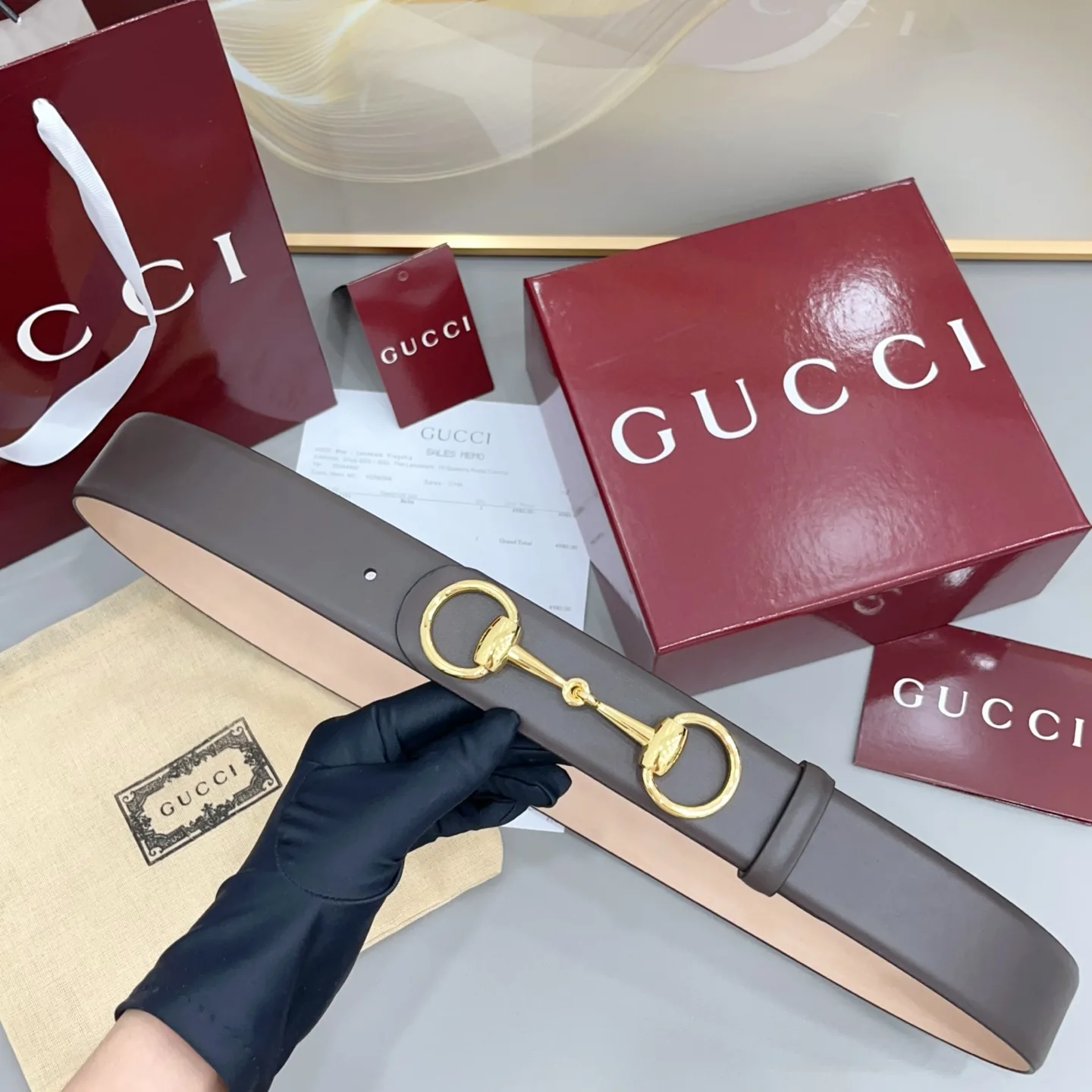BTGUCCI0006-01 Gucci Men's Horsebit Leather Belt 40mm