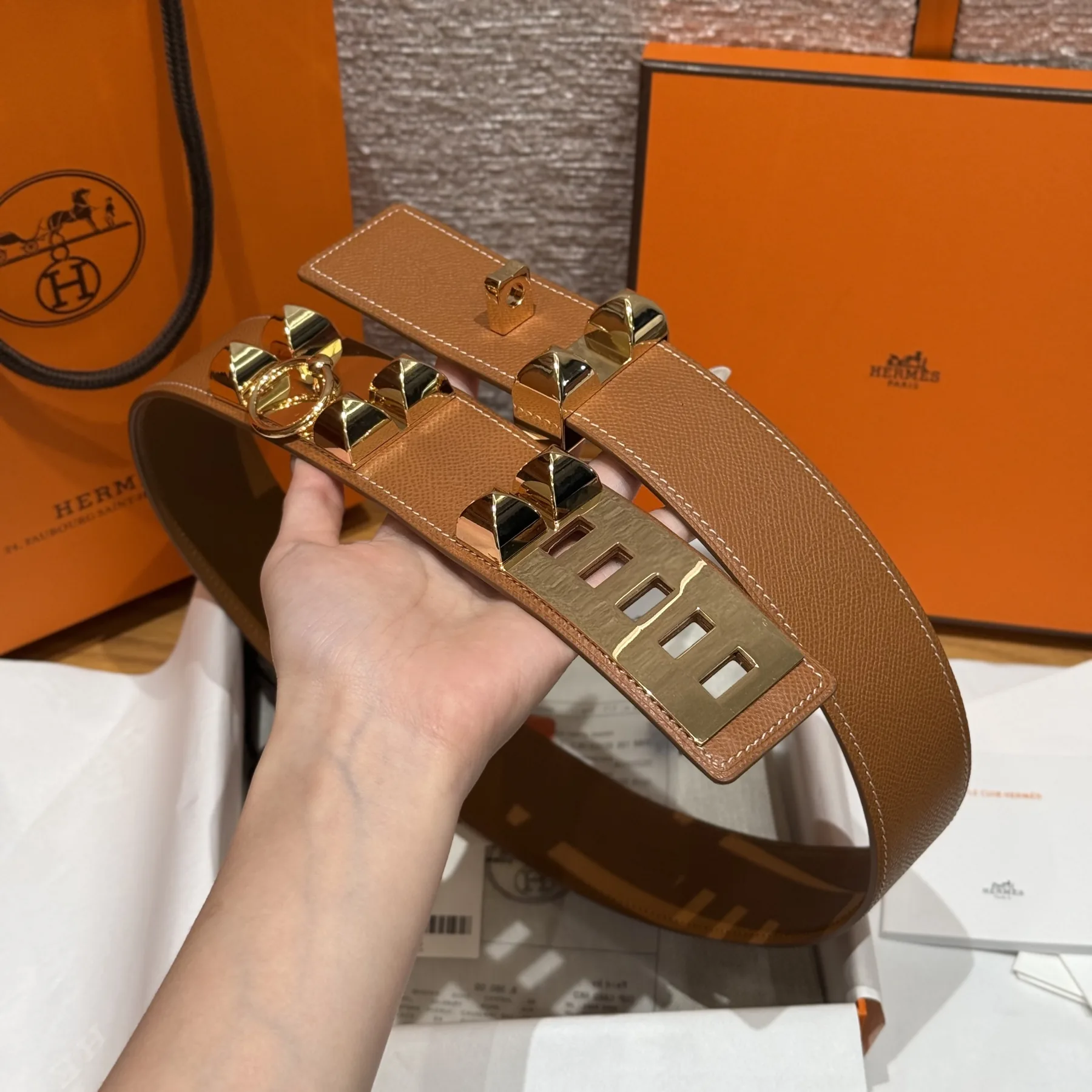 BTHERMES0009-01 Hermes Collier de Chien 45 Epsom Calfskin Belt 45mm