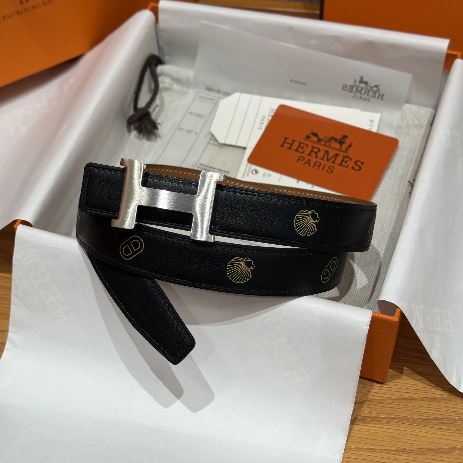 BTHERMES0012-01 Hermes Mer Reversible Epsom & Swift Calfskin Belt 24mm
