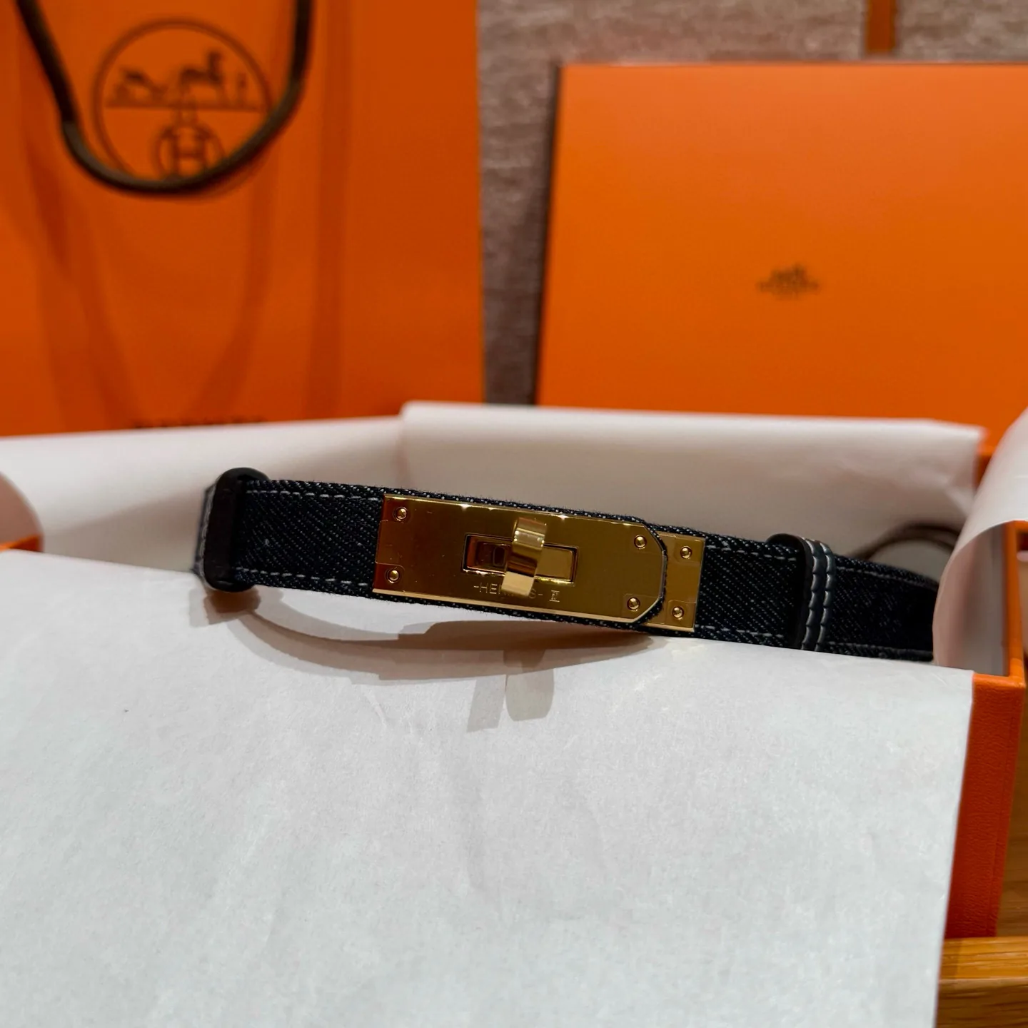 BTHERMES0017-01 Hermes Kelly Buckle Epsom Calfskin Belt 18mm