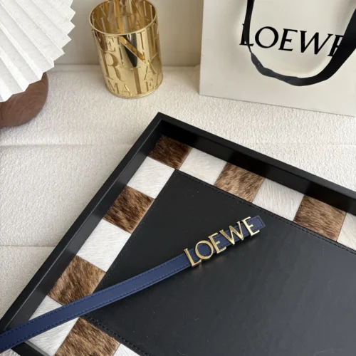 Loewe Women's Geometric Buckle Calfskin Belt 15mm