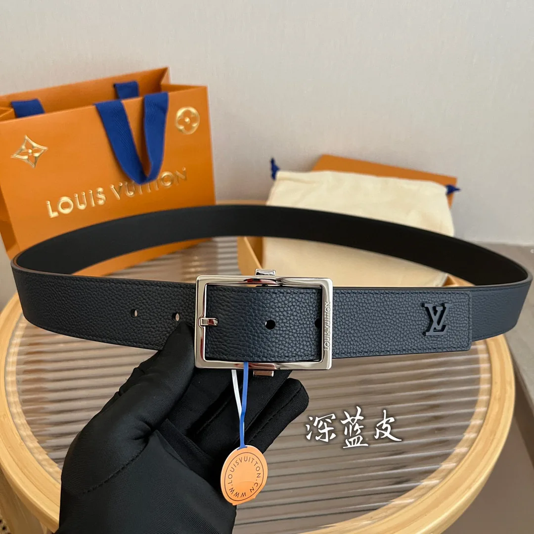 Louis Vuitton Men's Square Buckle Calfskin Belt