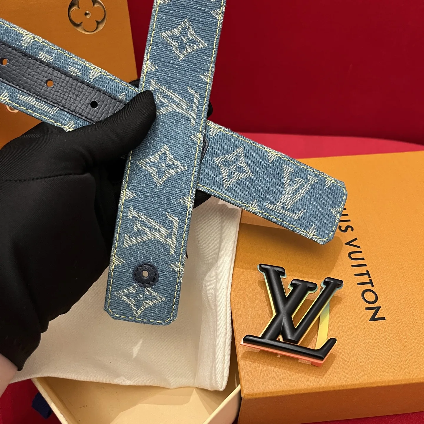 Louis Vuitton Nigo Reversible Denim & Calfskin Belt