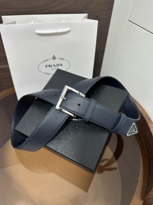 Prada Saffiano Triangle Logo Belt 35mm