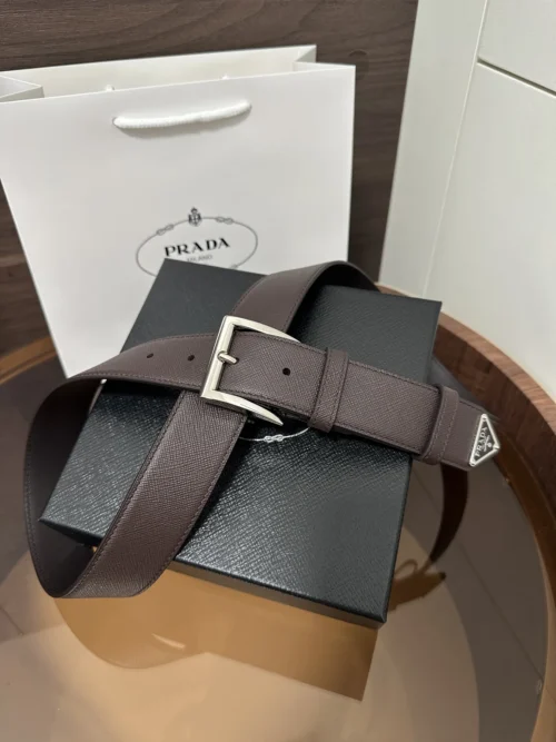 Prada Saffiano Triangle Logo Belt 35mm