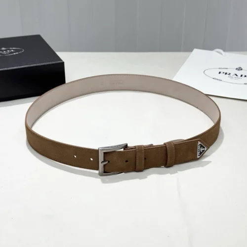 Prada Triangle Logo Suede Belt 35mm