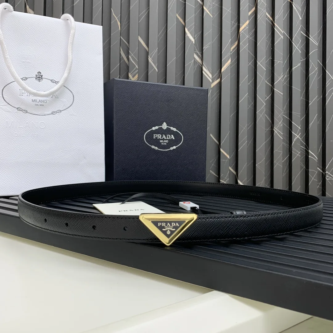 Prada Saffiano Triangle Logo Belt 20mm