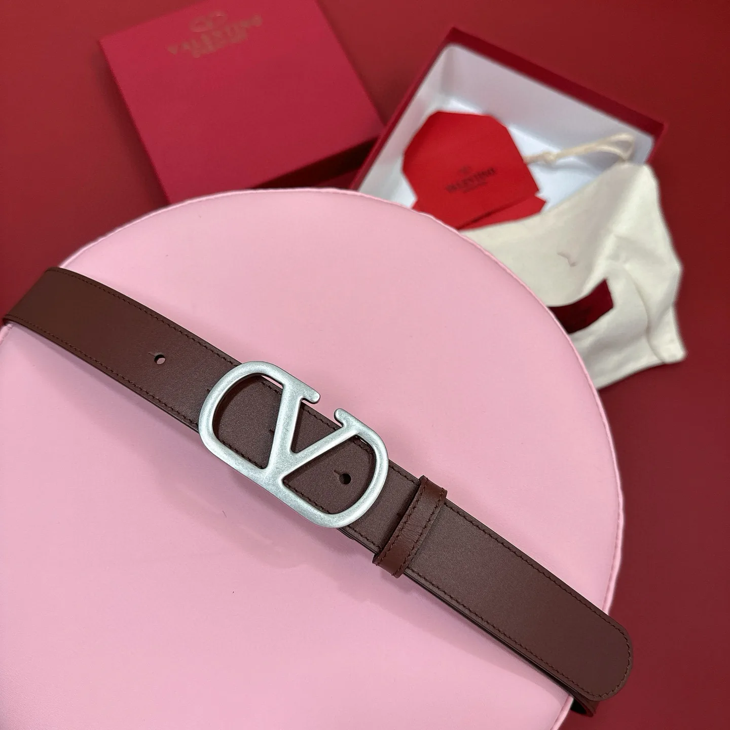 Valentino VLOGO Signature Crystal Smooth Calfskin Belt 30mm