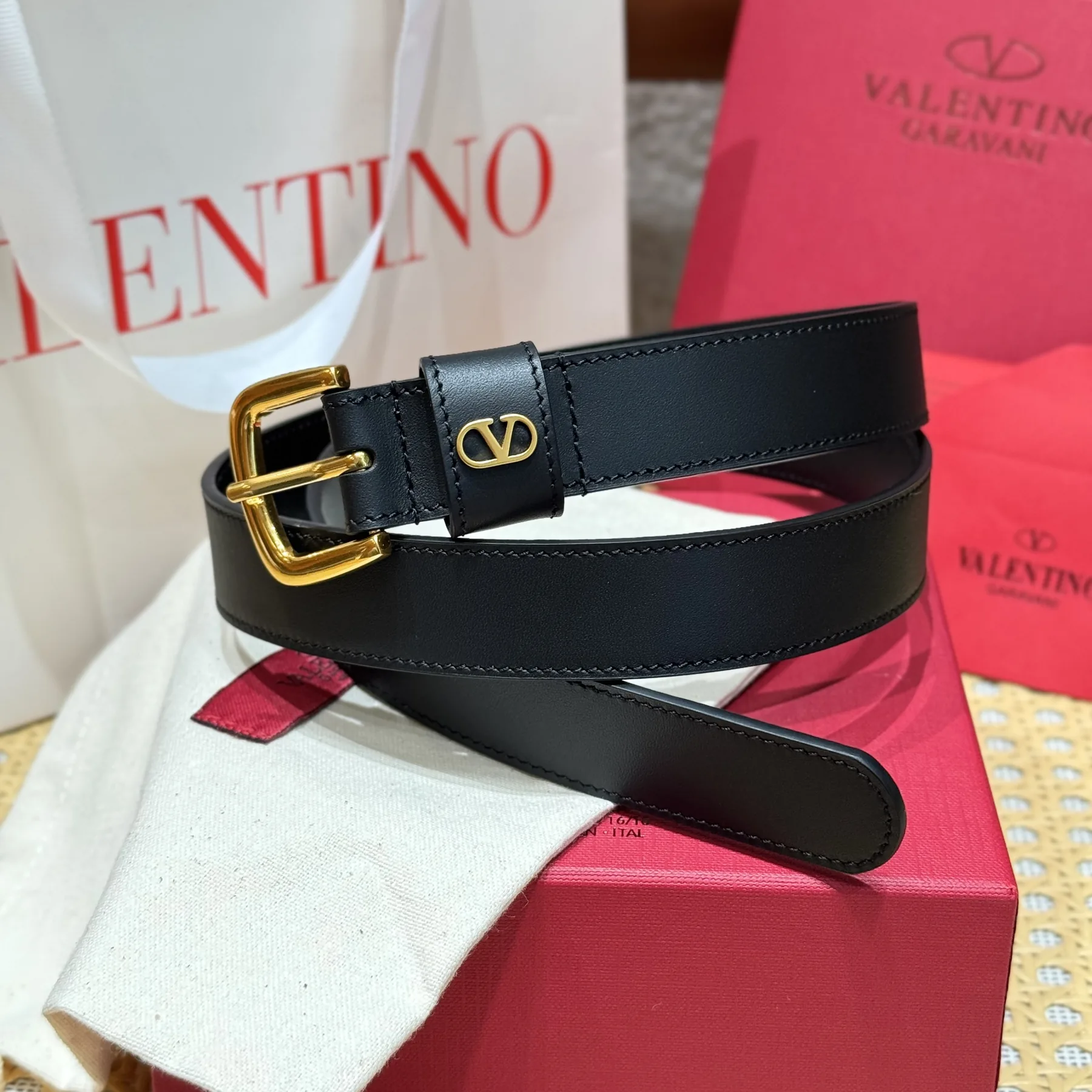 Valentino VLOGO Signature Calfskin Belt 25mm