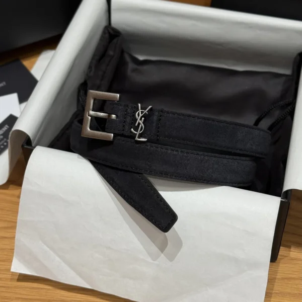 Saint Laurent Vintage Square Buckle Suede Calfskin Belt 20mm