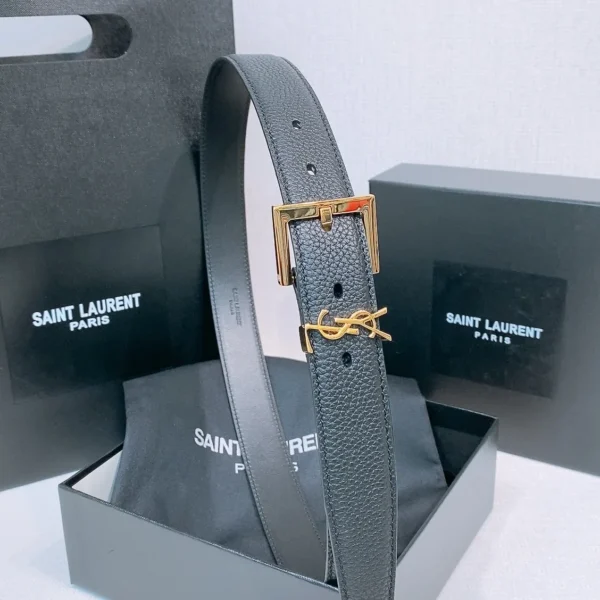 Saint Laurent Vintage Square Buckle Reversible Calfskin Belt 30mm