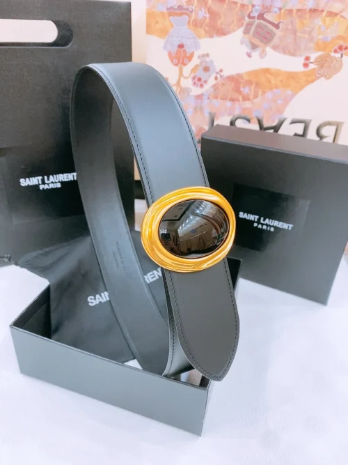 Saint Laurent Oval Buckle Leather Belt 50mm