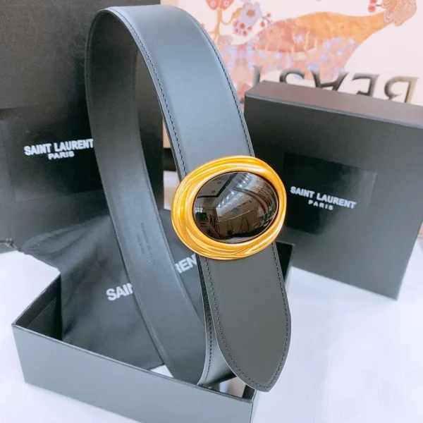 Saint Laurent Oval Buckle Leather Belt 50mm