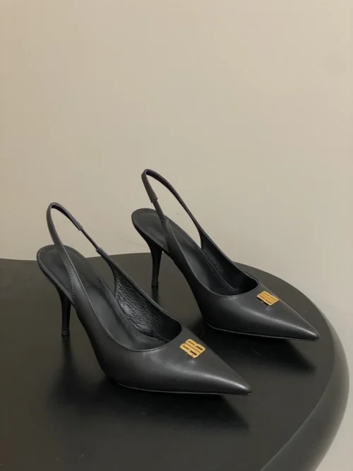 Balenciaga Pointed-Toe Slingback Heeled Sandals