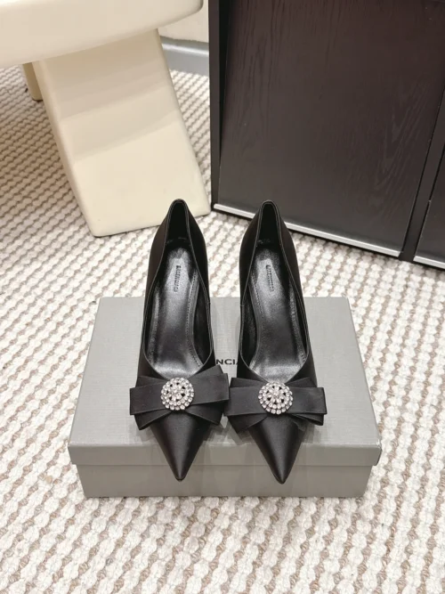 Balenciaga Suede Pointed-Toe Bow-Detail Pumps