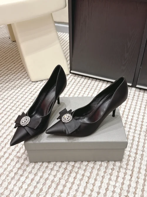 Balenciaga Suede Pointed-Toe Bow-Detail Pumps