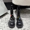 Balenciaga Leather Lace-Up Combat Boots