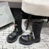 Balenciaga Leather Lace-Up Combat Boots