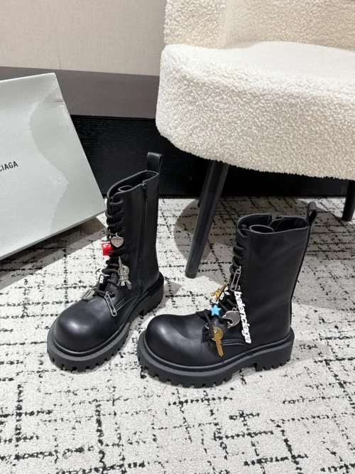 Balenciaga Leather Lace-Up Combat Boots