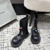 Balenciaga Leather Lace-Up Combat Boots