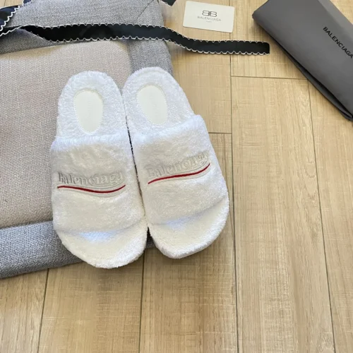Balenciaga Shearling Platform Slides