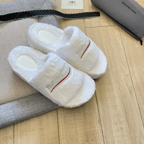 Balenciaga Shearling Platform Slides