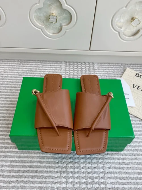 Bottega Veneta Square-Toe Buckle Slides