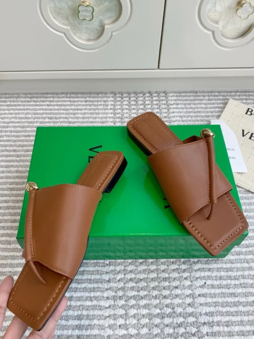 Bottega Veneta Square-Toe Buckle Slides