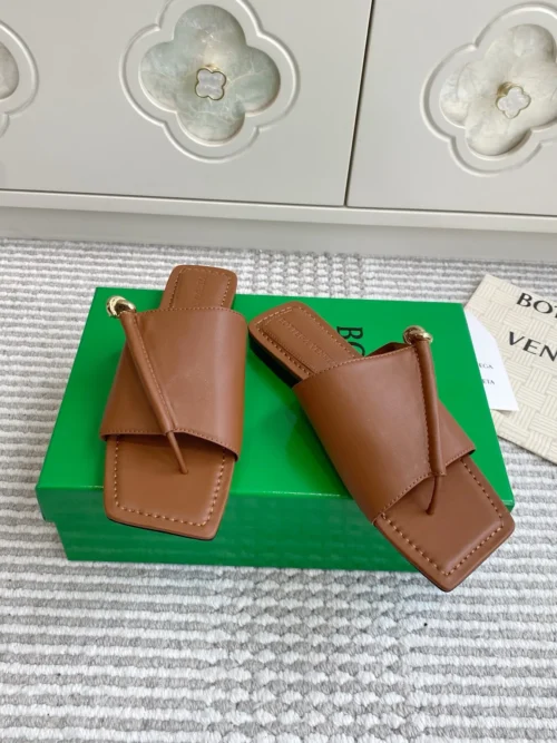 Bottega Veneta Square-Toe Buckle Slides
