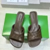 Bottega Veneta Leather Square-Toe Slides