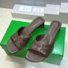 Bottega Veneta Leather Square-Toe Slides