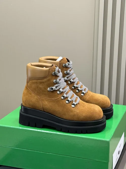 Bottega Veneta Suede Platform Lace-Up Ankle Boots