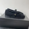 Chanel Shearling Square-Toe Flats