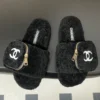 Chanel Shearling Platform Slides