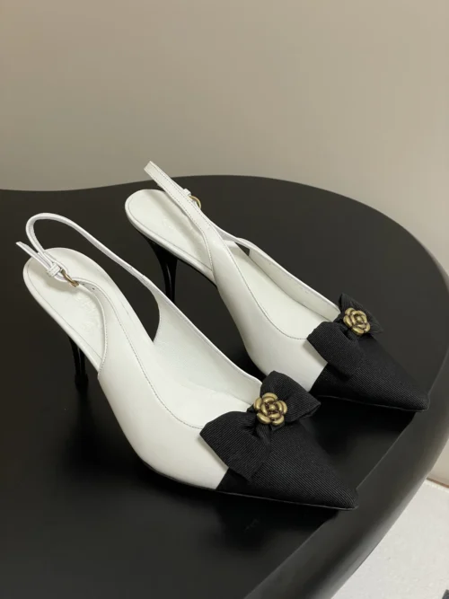 Chanel Pointed-Toe Slingback Heeled Sandals
