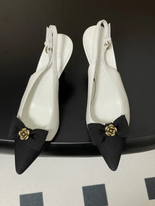Chanel Pointed-Toe Slingback Heeled Sandals