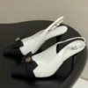 Chanel Pointed-Toe Slingback Heeled Sandals