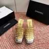 Chanel Square-Toe Heeled Sandals