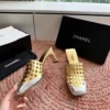 Chanel Square-Toe Heeled Sandals