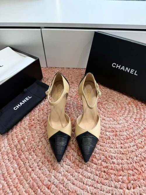 Chanel Square-Toe Heeled Sandals