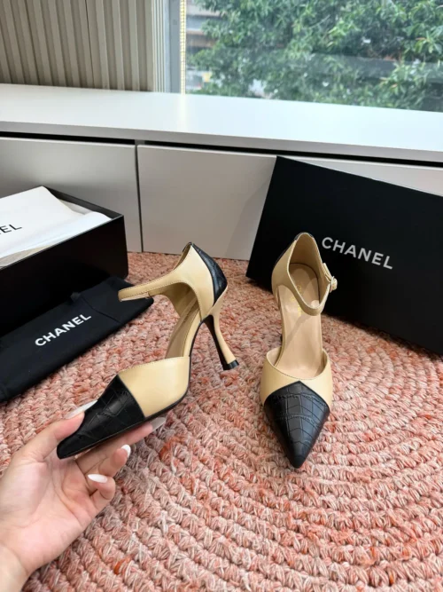 Chanel Square-Toe Heeled Sandals