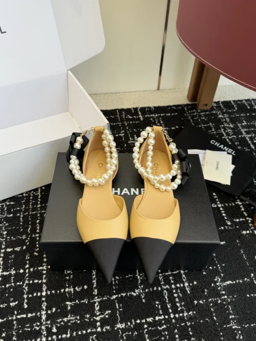 Chanel Pointed-Toe Chain-Detail Sandals
