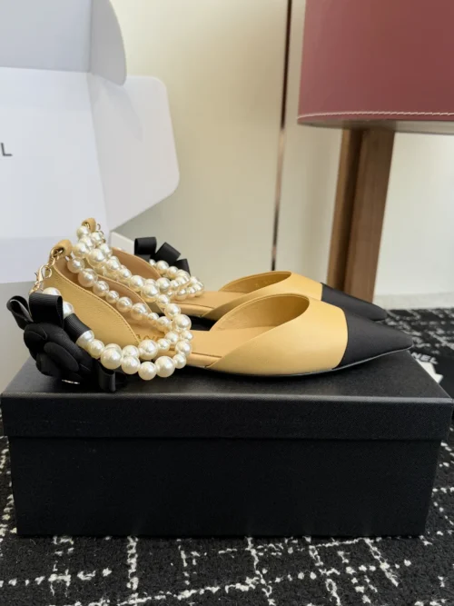 Chanel Pointed-Toe Chain-Detail Sandals