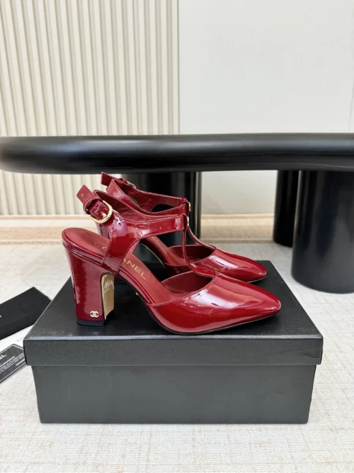 Chanel Patent Leather Heeled Sandals