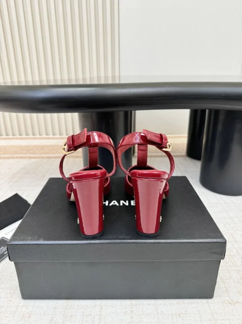 Chanel Patent Leather Heeled Sandals