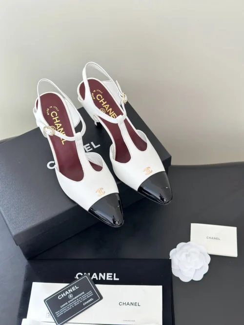 Chanel Patent Leather Pointed-Toe Heeled Sandals