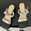 Dior J'Adior Square-Toe Wedge Platform Slides