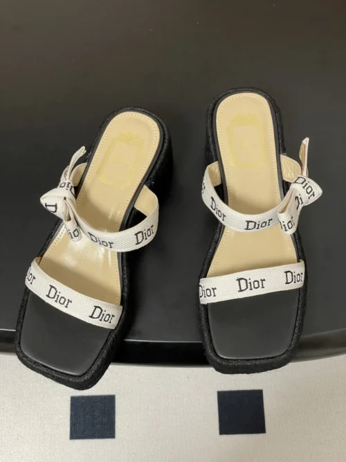 Dior J'Adior Square-Toe Wedge Platform Slides